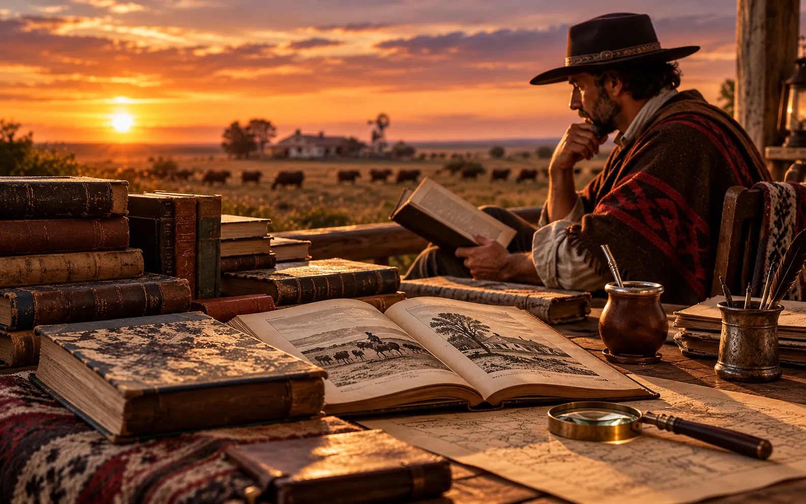 Libros y estudios literarios en una recreación digital