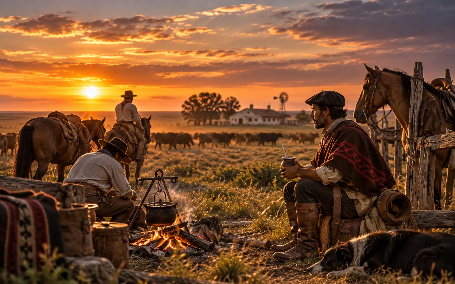Escena recreada de la vida rural argentina